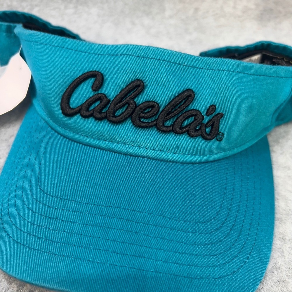 Cabelas Script Logo Mens Teal Cabelas Sun Visor Snapback Adjustable OSFM - Picture 6 of 9